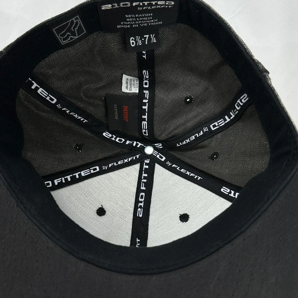 Fox Racing 210 Fitted Hat Flexfit Grey‎ Linen Blend Flat Brim Cap 6 7/8 - 7 1/4